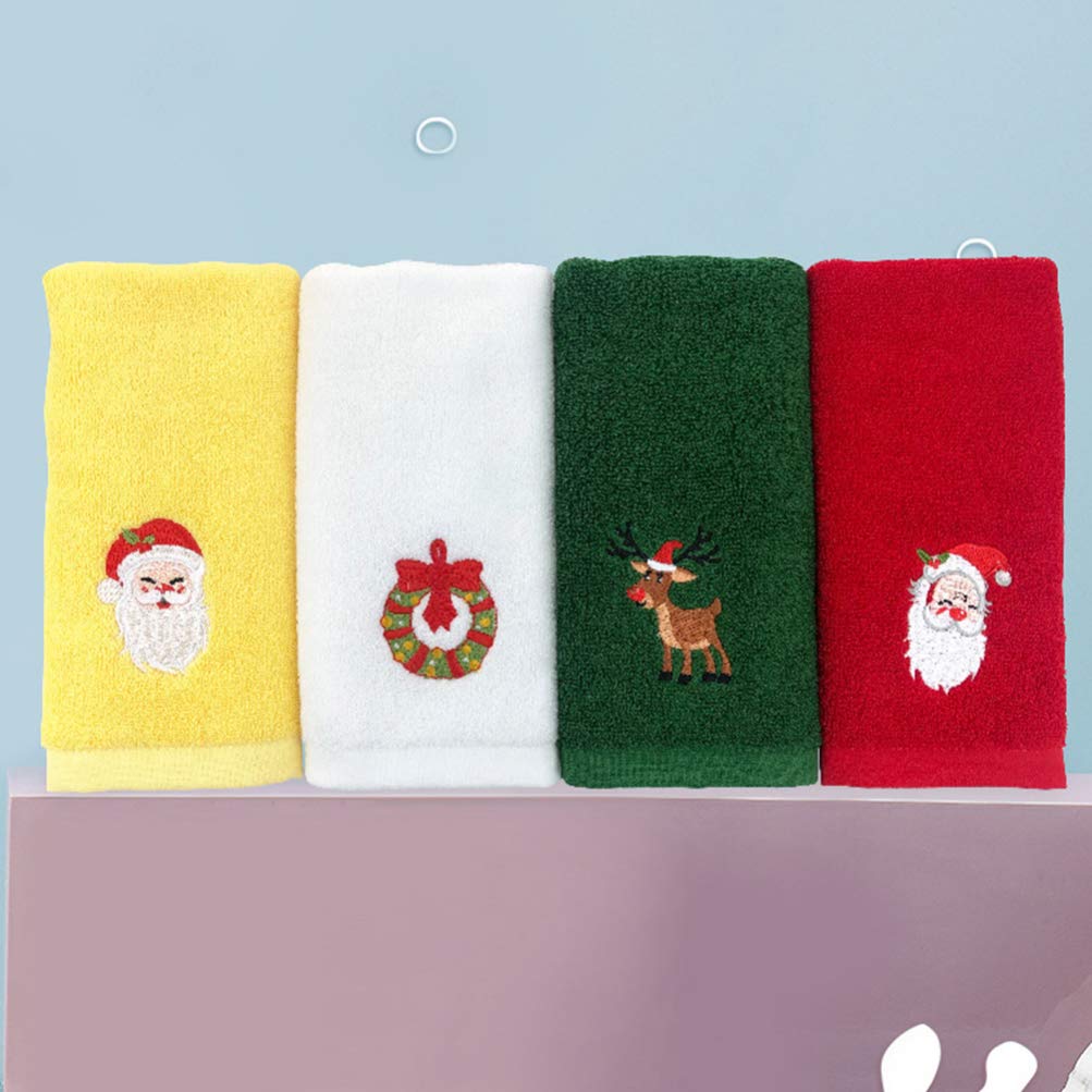 Amosfun 2pcs Christmas Towels Christmas Bathroom Towel for Hand Face Gym Xmas Holiday Party Home Gift Bathroom Decoration Red Green