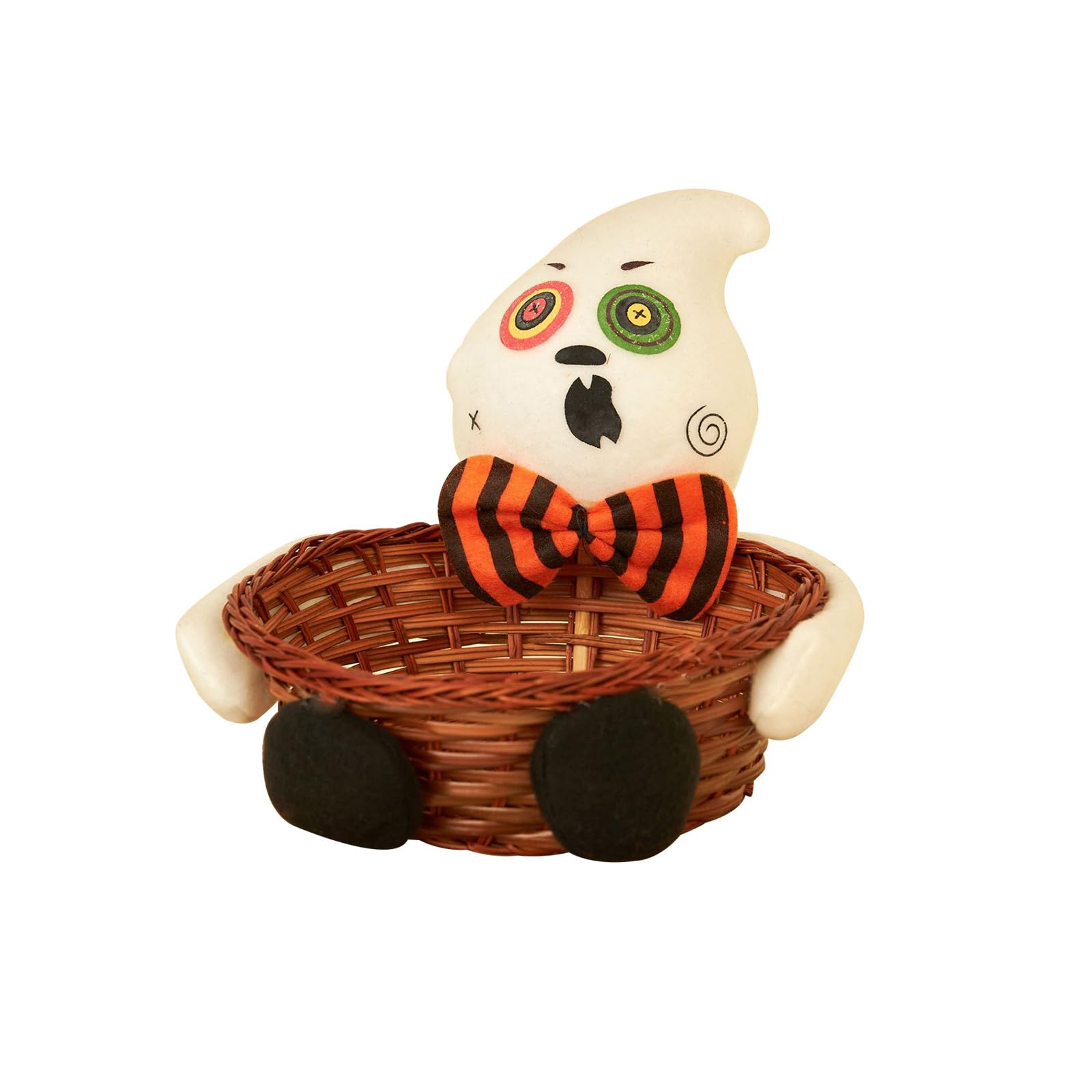 Yhplxyuus Halloween Candy Storage Basket Cute Doll Hand-Woven Candies Fruit Bowl Kids Gifts Serve Cute Holiday Home Decors Unique Holiday Decorations Storage and Organization Basket Handwoven