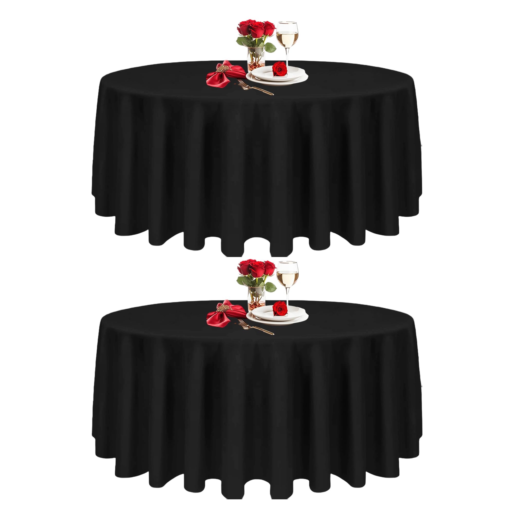 Trimming Shop 132" Black Linen Polyester Tablecloth - Pack of 2 — image 1