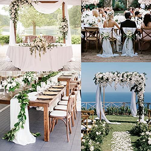 Fivenl XFZQ-12-06 Packs White 10Ft Chiffon Table Runner 27X120 Inches Sheer Chiffon Table Runner Romantic Boho Rustic Wedding Table Runner thumb #4