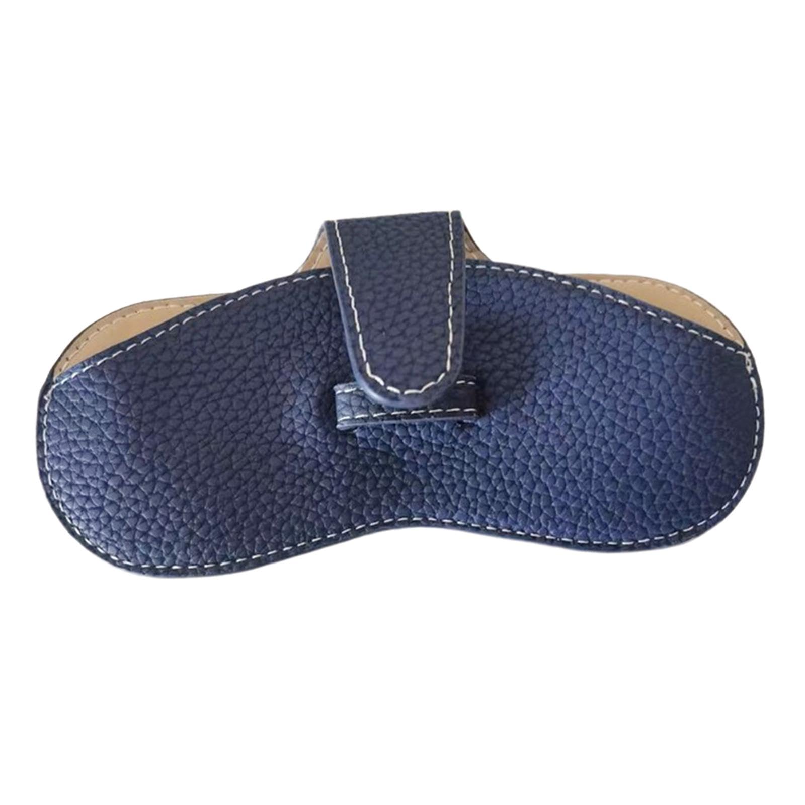 saz dekor Sunglasses Case Stylish Lightweight PU Leather Solid Color Protective Sleeve Navy Blue-picture-34