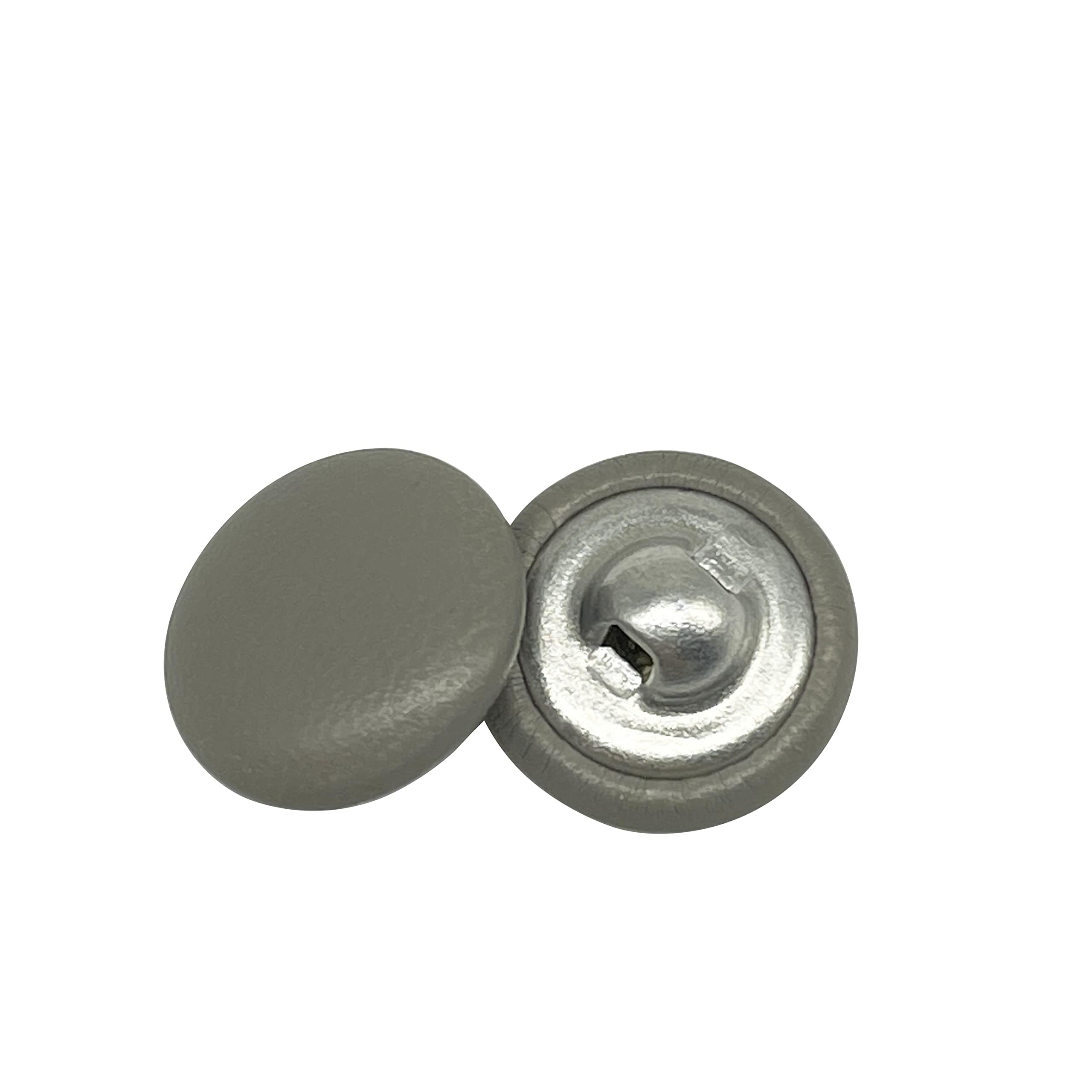 MMvolesy 15MM Gray Leather bag with Metal Shank Round Buttons for Suits Gowns Blouses Shirts DIY Sewing 10Pc