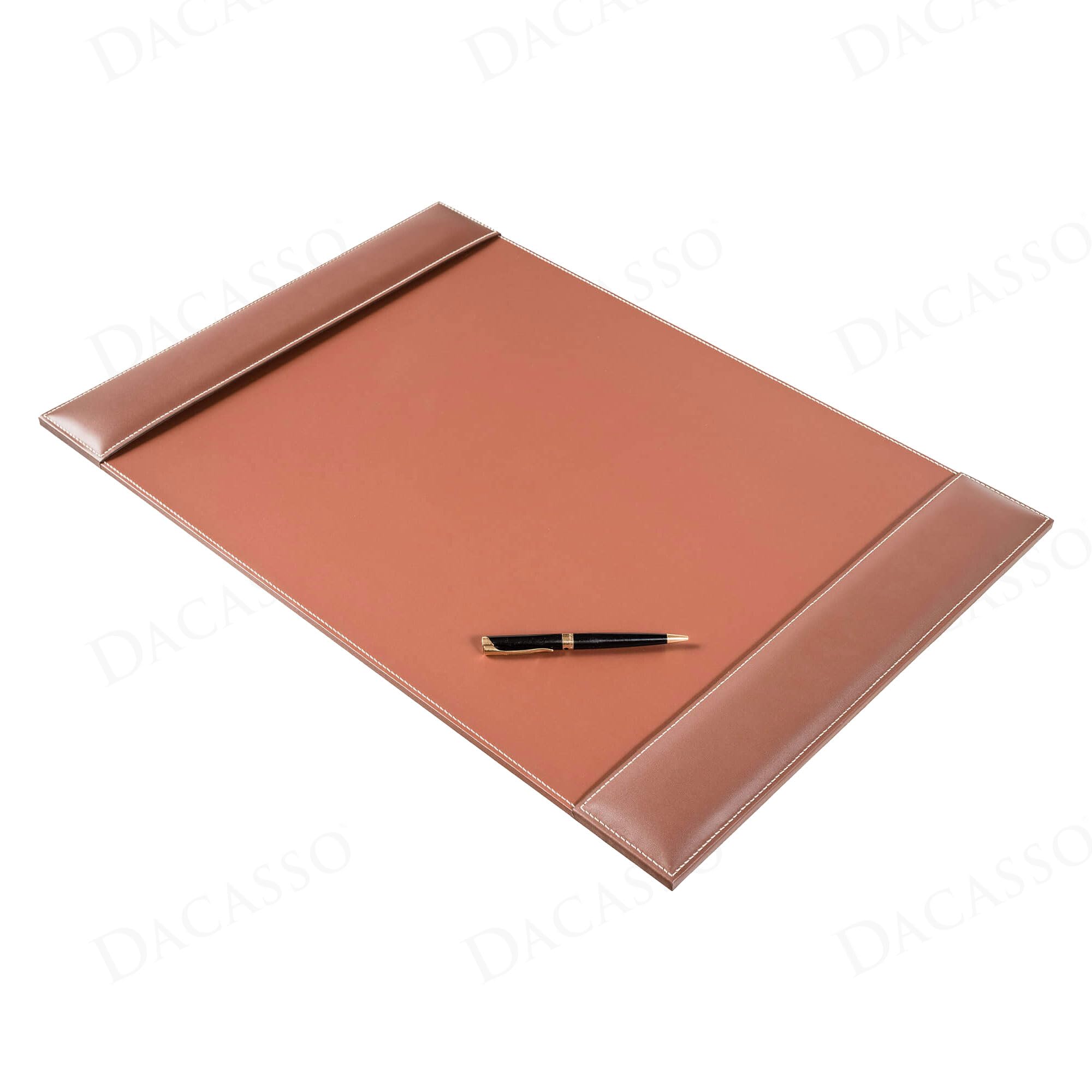 Dacasso PR-3202 Sous-main de bureau rustique en cuir Marron 64 x 44 cm