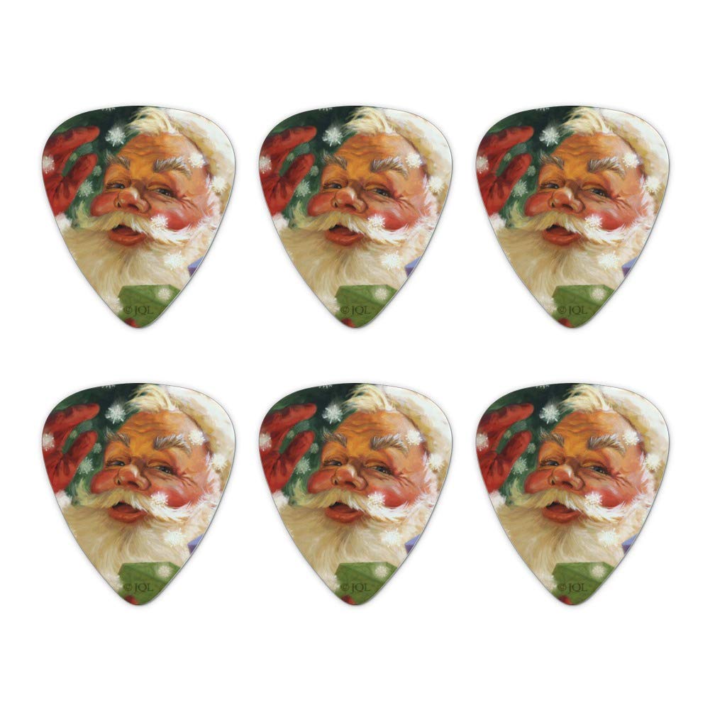 Christmas Holiday Hello Santa Claus Novelty Guitar Picks Medium Gauge - Set of 6