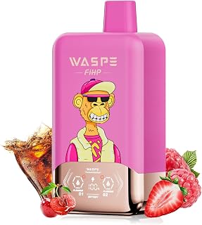【40000回】電子タバコ 使い捨て WASPE 40000回吸引 vape シーシャ 持ち運び ベイプエンジン 本体 水蒸気タバコ 爆煙 禁煙グッズ 禁煙パイポ Type-C 650mAh 充電式 ニコチンなし タール無し (チェリーコーラアイス＆ストロベリーラズベリーキャンディ)