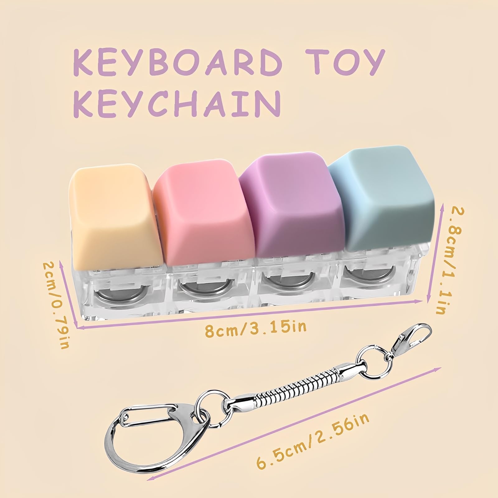 Keyboard Fidget Toy, Portable Keyboard Clicker Keyring, Fun Fidget Clicker Keychain - Image 2