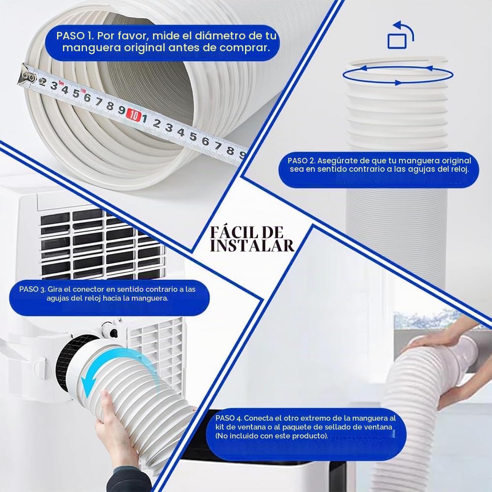 Tubo Aire Acondicionado Portátil Con Adaptador,Manguera de Ventilación Portátil Con 130 mm/150 mm de Diámetro,Manguera de Escape Acondicionado Telescópica,Para Aire Acondicionado