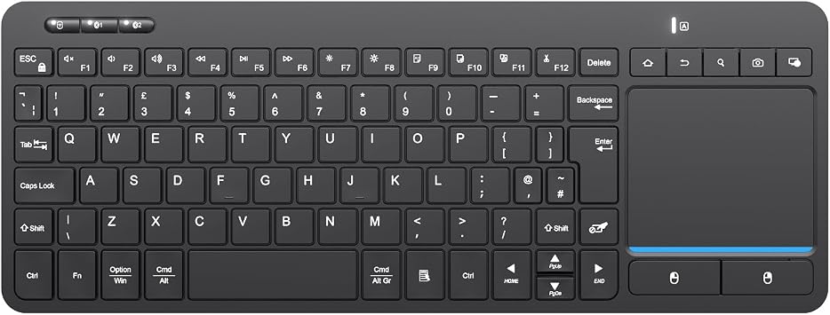 Multi-Device Wireless Keyboard with Trackpad, Bluetooth Keyboard with Big Size Touchpad,Support 3 Devices for PC,Windows, Android, Chrome OS, Laptop, Table,QWERTY UK Layout