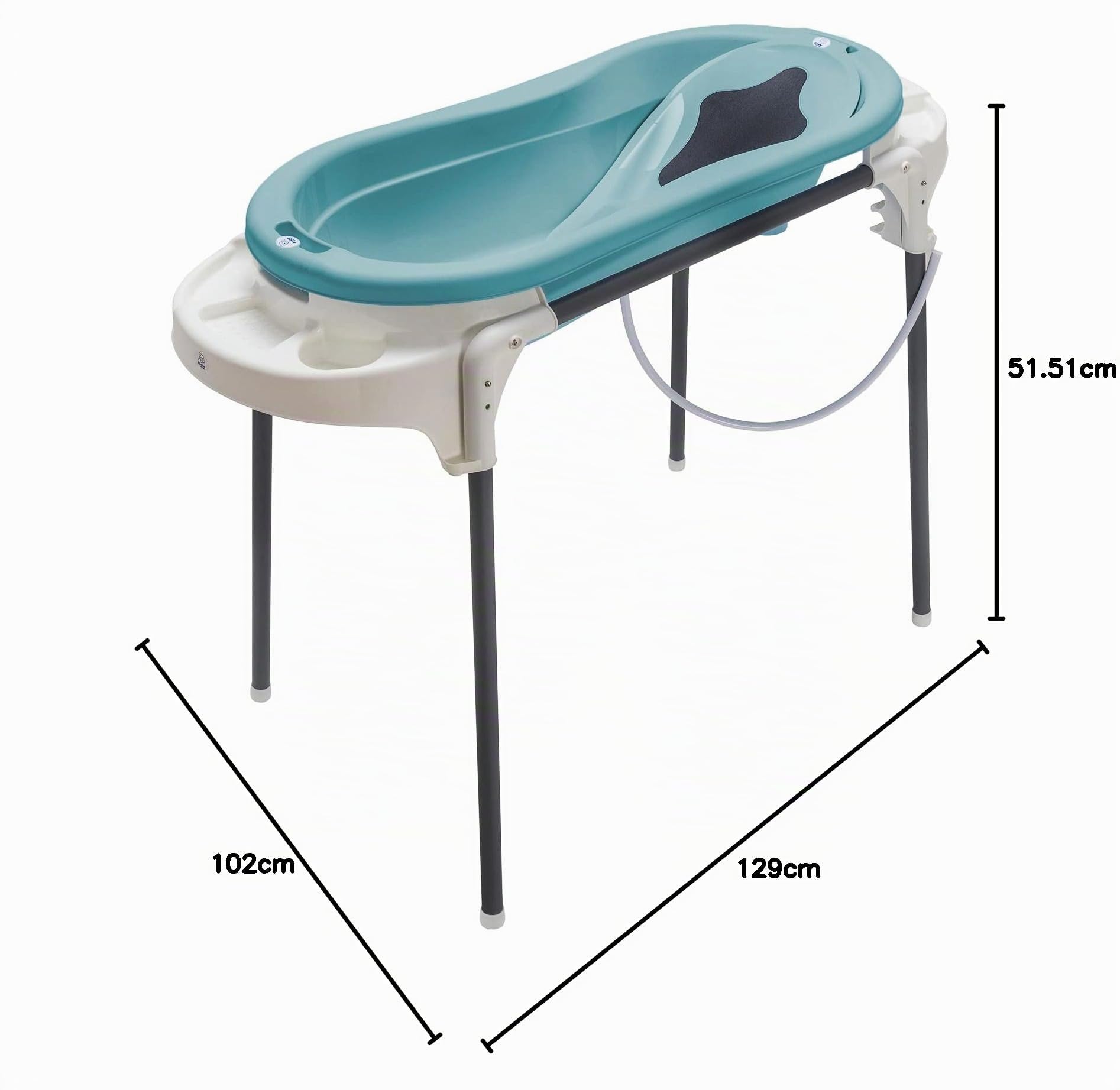 Rotho Babydesign TOP Xtra Badestation - wasserdicht - gross - Babybadestation - Babybadewanne - Babywanne mit Gestell - Babypflegeset - türkis