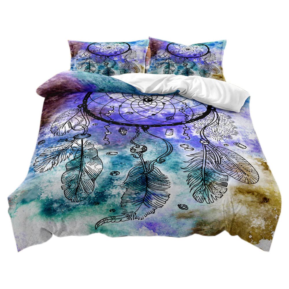 Gwiazda Księżyc Zestaw Pościeli Poszewka Na Kołdrę i Poszewka na Poduszkę, łatwa w Pielęgnacji Miękka Poszewka Na Kołdrę Bedding Set Duvet Cover Microfibre Girl Teenager(Wielokolorowy2,230x220cm)