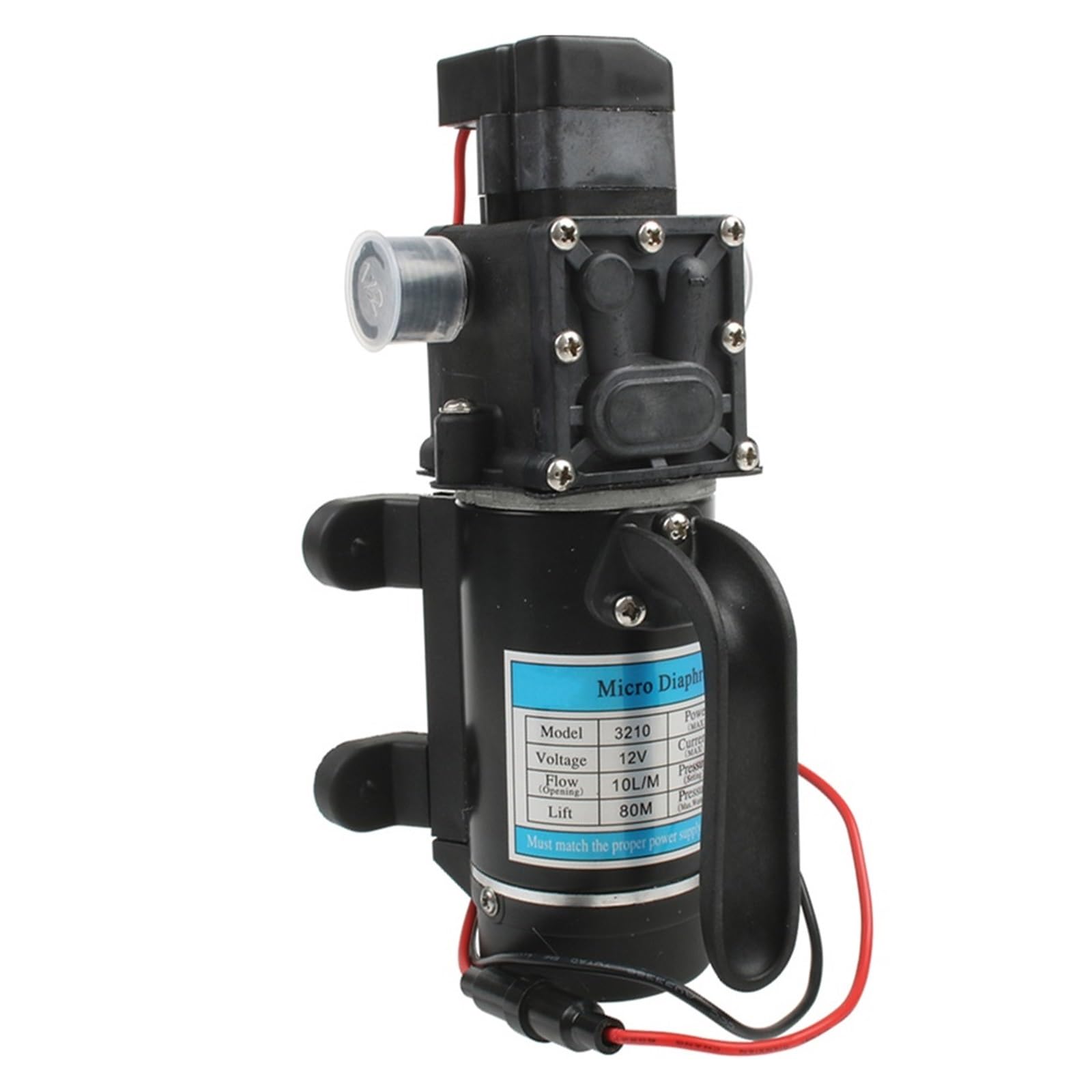 120W 10L / Min Film D'acqua Elettrico Ad Alta Pressione Micro Pompa Acqua Nera For Spruzzatore Da Giardino Agricolo Lavaggio Auto 12V 24V Funzionamento Fluido Portata Costante Affidabile