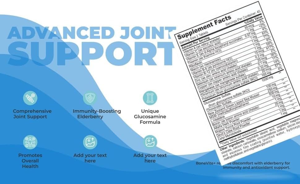 Miniatura 8 de BoneVite+, suplemento para la salud ósea y articular, 90 tabletas