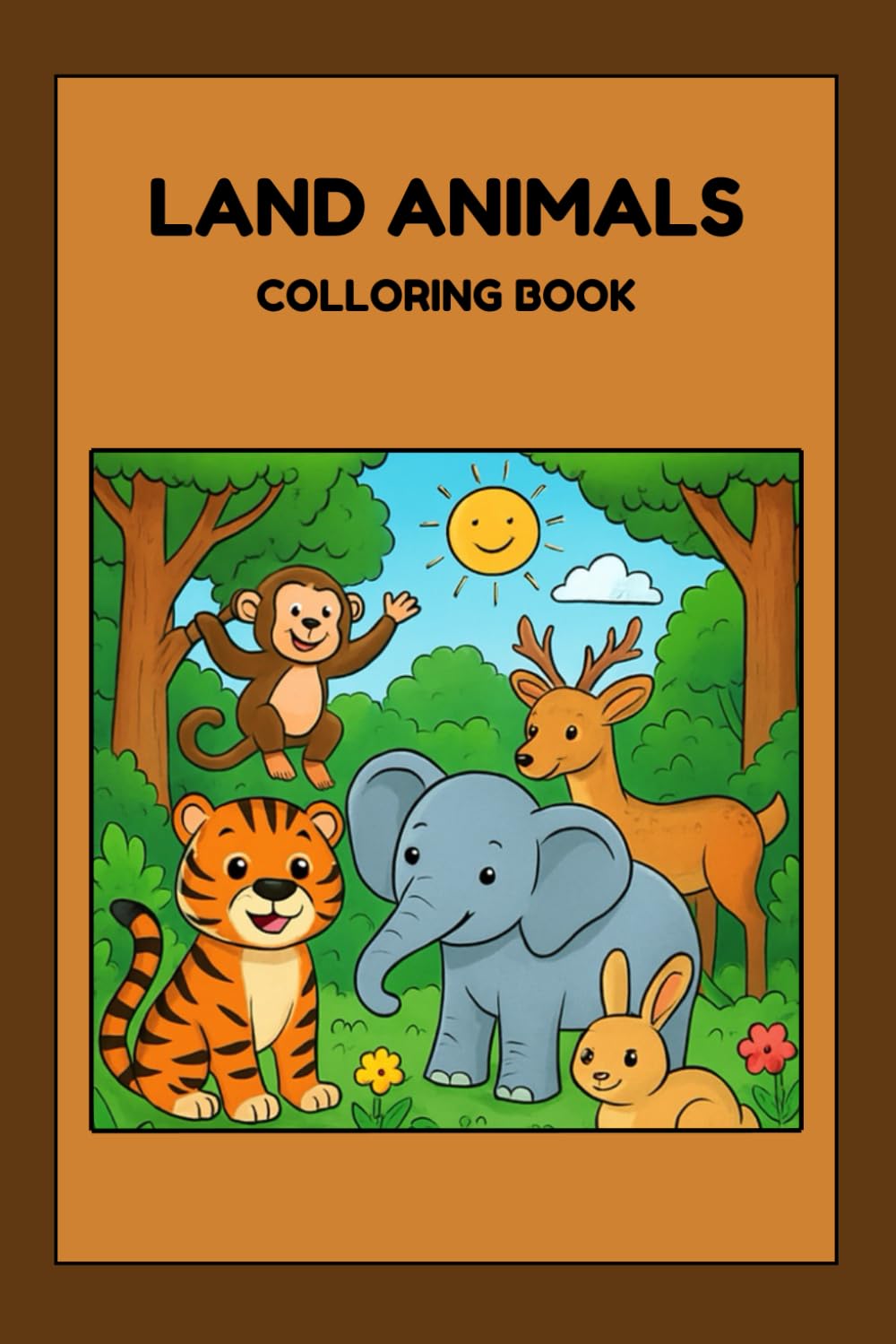 Land Animals: Colloring book for kids + curiosities about land animals