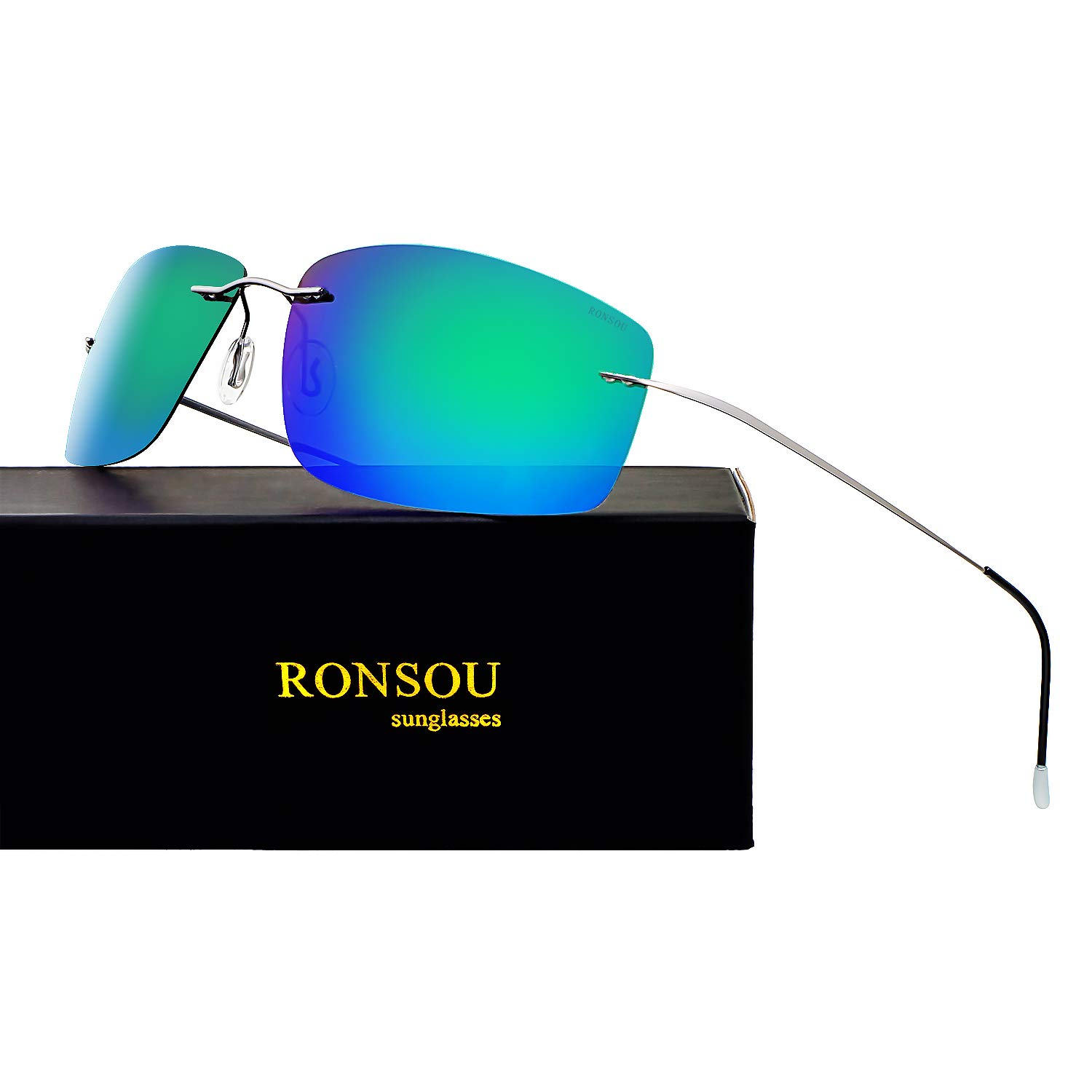 RONSOU Ultraleichte Randlose Titanmode Polarisierte Sonnenbrille für den Außenbereich
