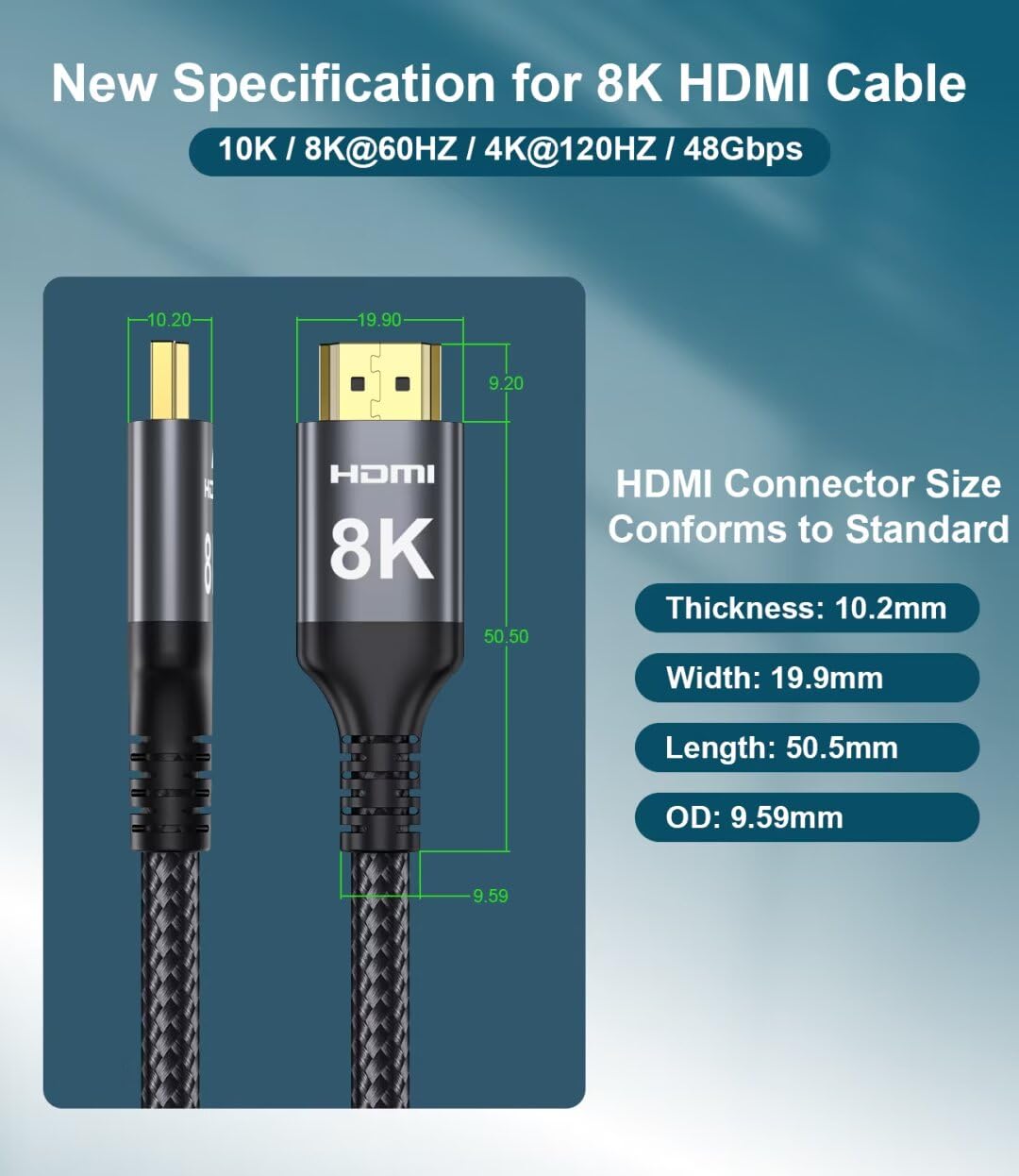 Adauxter Cavo HDMI 4K 10M, Cavo HDMI ad Alta Velocità con Supporto Ethernet 4K 60HZ 2K 165Hz Ultra HD 3D eARC HDCP2.3 HDR10+ PC Compatibile Laptop TV Monitor Proiettore PS5 X-Box