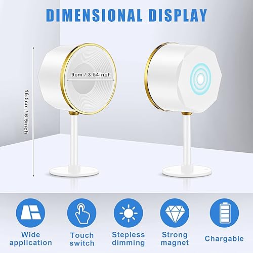 Miniatura 2 de Yahenda Apliques de pared LED inalámbricas recargables con batería, lámpara de pared magnética con control remoto, rotación de 360 grados, luces de