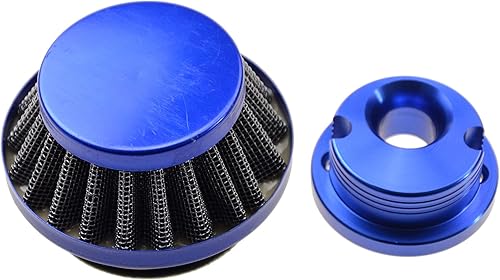 GOOFIT Filtro de aire azul de 1.732 pulgadas con adaptador de aluminio para motor de 2 tiempos, 43 cc, 47 cc, 49 cc, moto, cuatrimoto, motocross,
