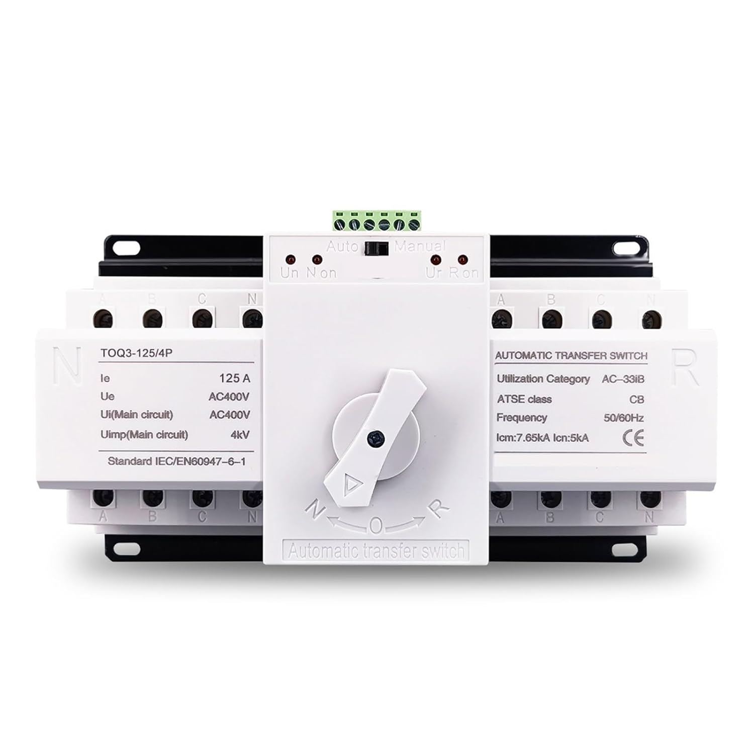 ATS 4P 125A 3 Phase 4 Wire 230V MCB Type Dual Power Automatic Transfer Switch TOQ3-4P/125 PV City Power Generator 1Pcs