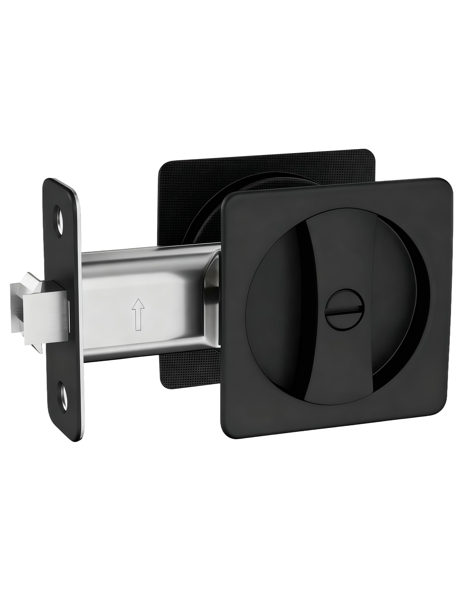 Lethato Pocket Door Hardware Pocket Door Lock Black Rounded-Corner 1Pack