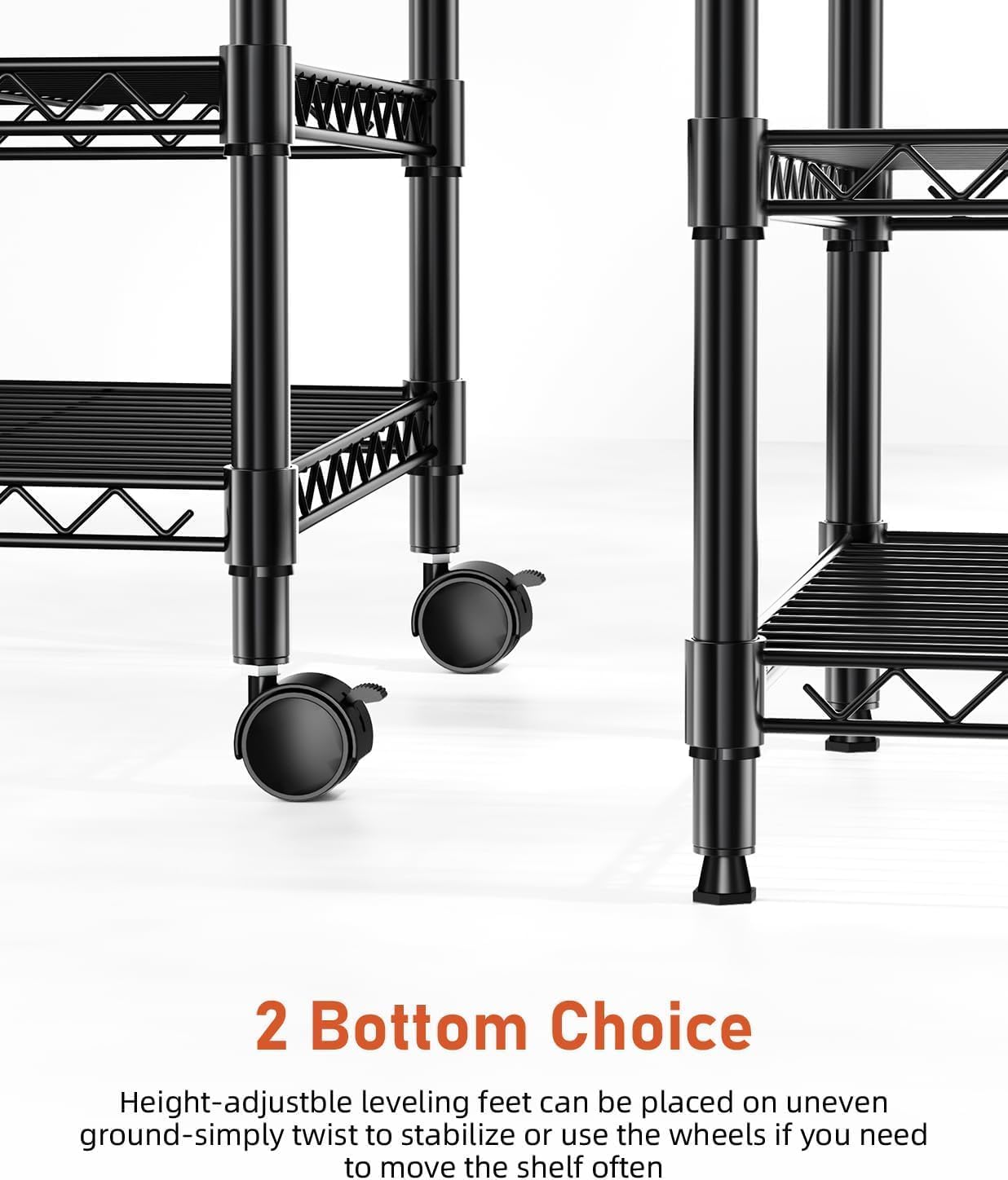 HealSmart 3-Tier Heavy Duty Storage Shelves 750Lb Capacity, 24.02" D x 13.78" W x 31.98" H Shelving Unit for Pantry, Garage, Laundry and Kitchen, Black