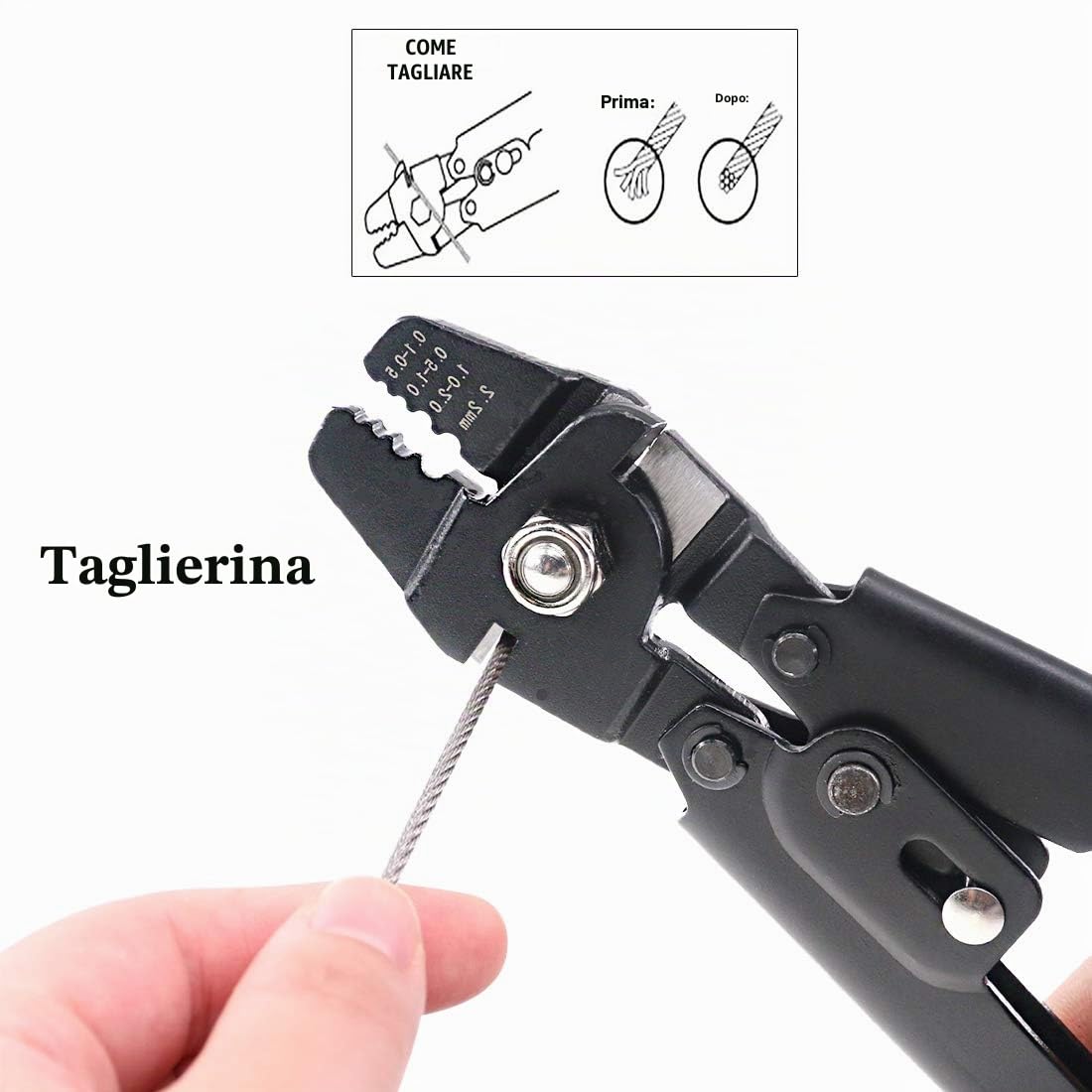 Glarks Fino a 2,2 mm Corda metallica Strumento di crimpatura Corda metallica Swager Crimper Pesca Strumento di crimpatura Con 180Pcs Alluminio Doppio Barrel Ghiera Crimpatura Loop Sleeve Kit