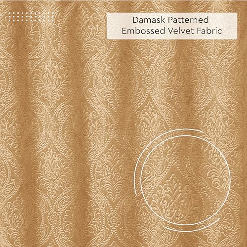 Image of Encasa XO Embossed Velvet Fabric Material by Meter Gold | Sofa Cloth Material | Unstitched Fabric for Making Cushion Cover, Sofa Cover | 175 GSM | 5 Meters, 500x150 cm