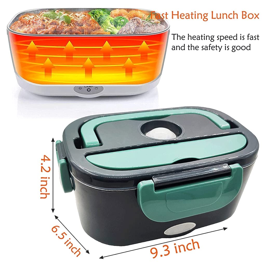 LIOONS Fiambrera térmica de Acero Inoxidable 2 en 1, Calentador de Alimentos, Fiambrera eléctrica para el Coche y el hogar, microondas portátil para Calentar el Almuerzo