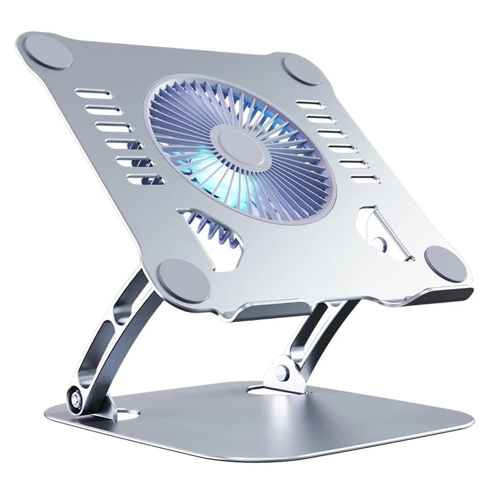 Laptop Cooler podstawka pod laptopa Podstawka Do Laptopa Z Wentylatorem Chłodzącym Komputer. Wspornik Ze Stopu Aluminium Do Wszystkich Laptopów Do Gier(Matte Silver)