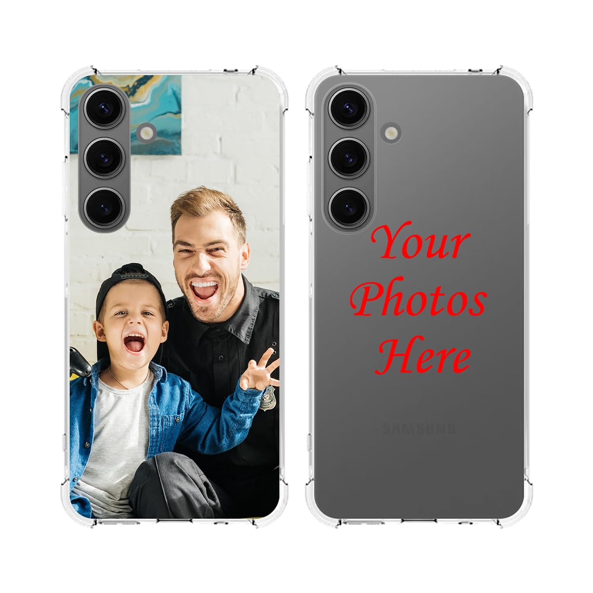 customtify Personalized Case for Galaxy S24, Phone Case with Bumpers TPU Shock Absorption Design Your own Phone Cover with Photos for Friends and