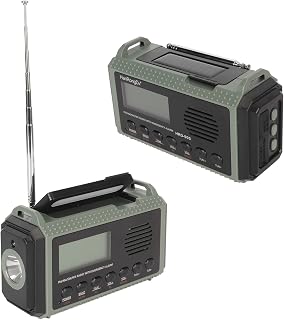 10000mAh Emergency Weather Radio, Hand Crank Radio Solar with LED Flashlight for Emergency, Solar Charging FM AM SW WX LCD Digital Display Hand Crank Radio for Outdoor