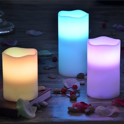Miniatura 4 de YAKii Paquete de 6 velas sin llama que cambian de color, velas de cera real para exteriores con temporizador, velas LED con control remoto (D3 x H4