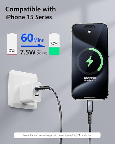 Miniatura 3 de SUNGUY Cable USB C Android Auto de 6 pies, cable USB A a C de 5 Gbps de carga rápida de nailon trenzado compatible con iPhone1515Pro15Pro Max15Plus,