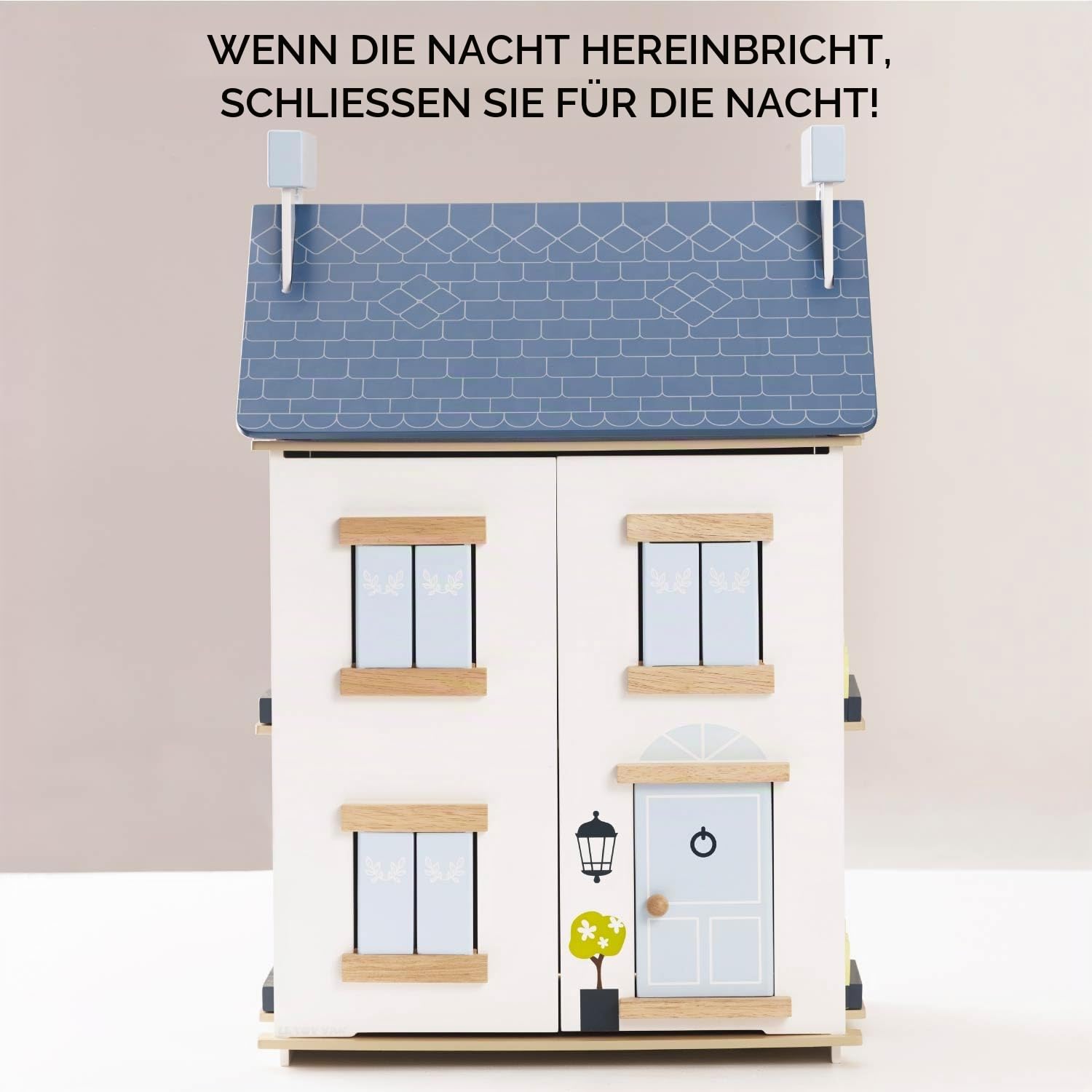 Le Toy Van - Wooden Dolls House - Sky Doll House - Kids Dolls House - 2 Storey Dolls House with Attic - Wooden Summer House - Fill with Dollhouse Accessories - Suitable for Ages 3+