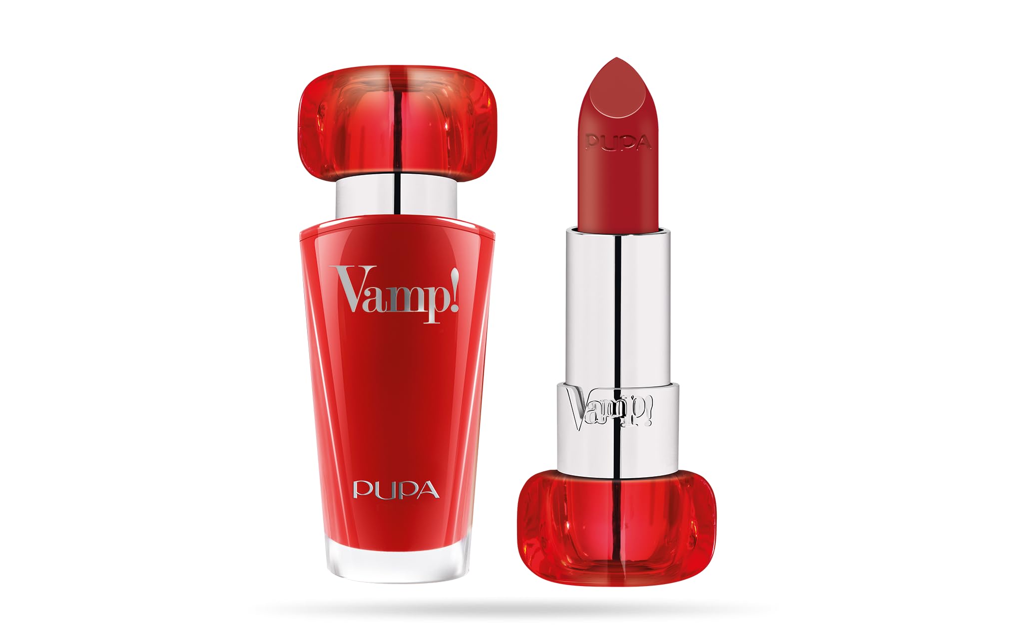 PUPA Milano Vamp! Extreme Colour Lipstick With Plumping Treatment - For Fuller, Defined Lips - Adds Incredible, Deep Color To Lips - Soft Texture Adheres Perfectly - 302 Ruby Red - 0.123 Oz