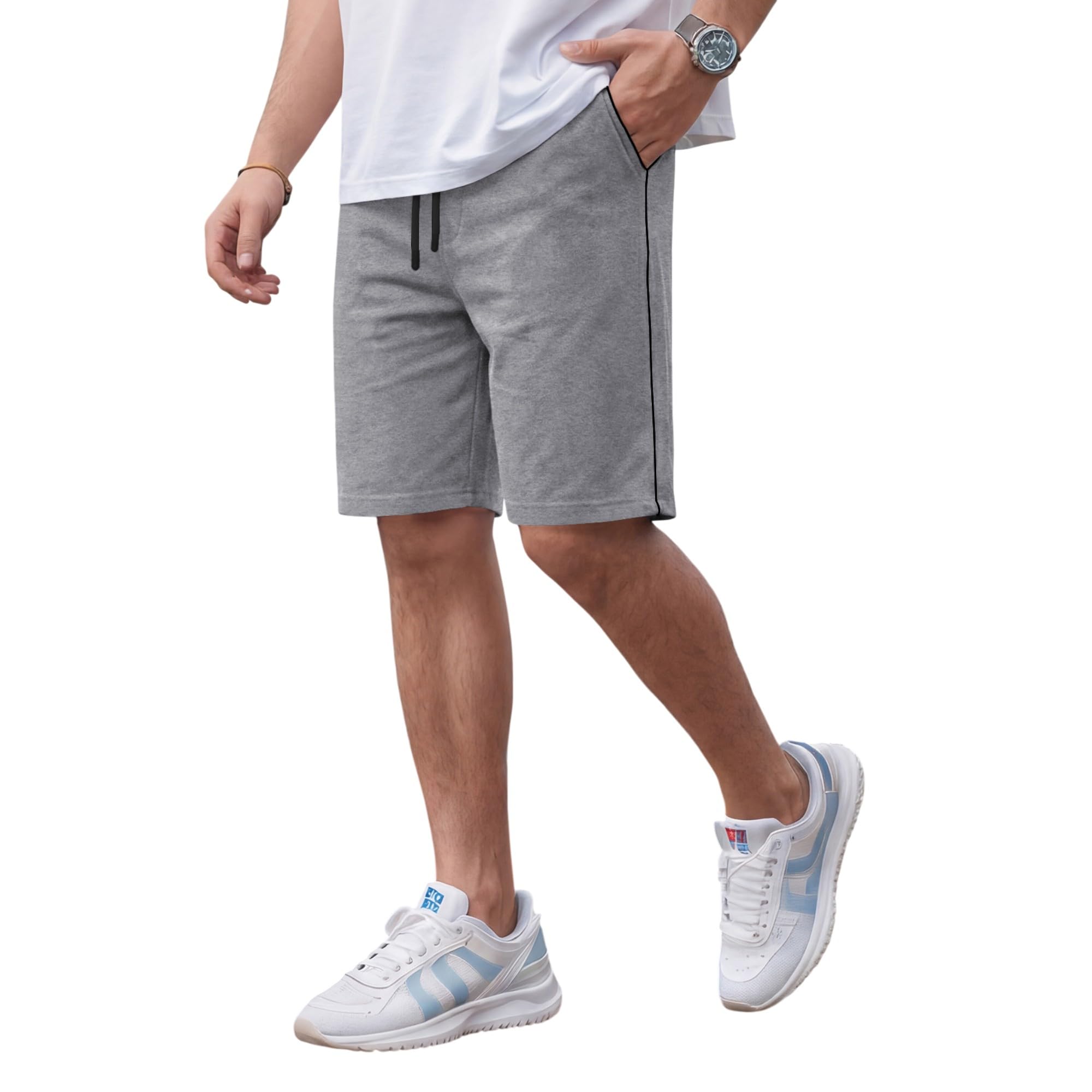 feel track Men Cotton Shorts Black-picture-44