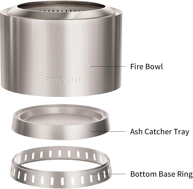 Brasero exterior sin humo de acero inoxidable Panovue 22 pulg miniatura 4