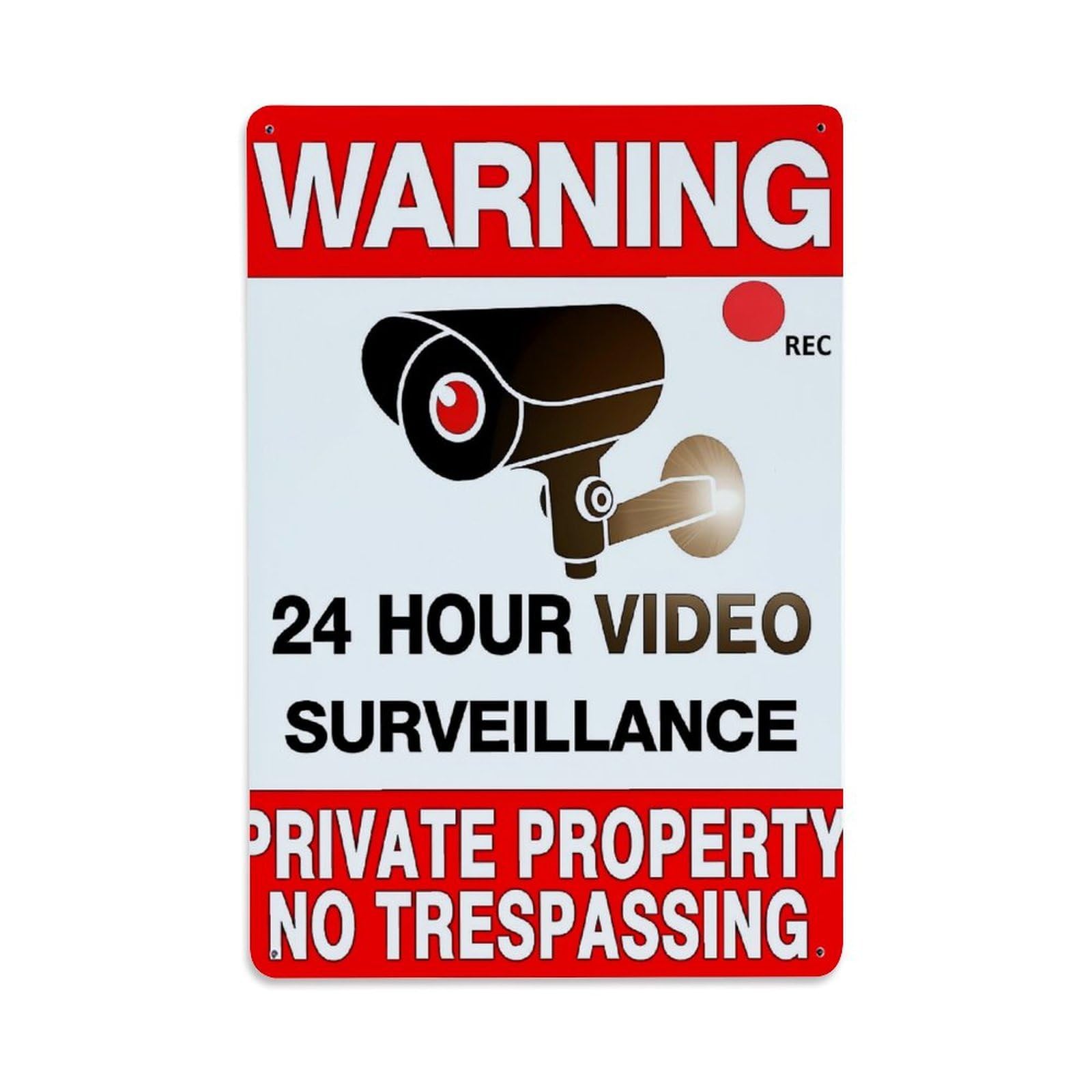 Warning Surveillance Camera Sign Retro Metal Tin Sign, Vintage Metal Poster for home, Gaming Room, Studio Workshop,Bar,Garage Wall Art Decor 8x12 Inch