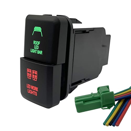 Miniatura 9 de Compresor de aire y Interruptor de botón doble de bloqueo de diferencial trasero para Toyota Tacoma Prado Fortuner Hilux 39mm X 21mm