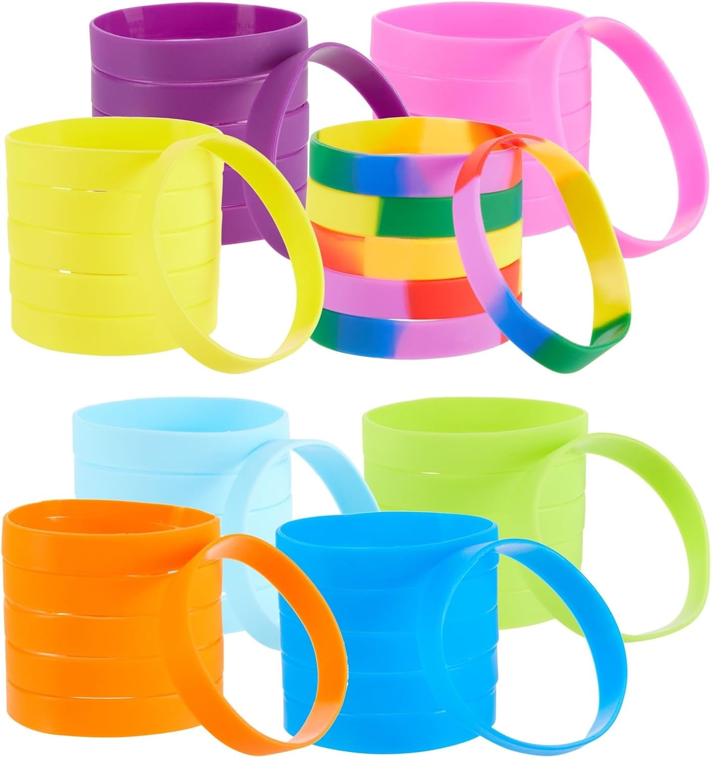 BLUE PANDA Silicone Wristbands - 48 Pack, 8 Colors, 8.1 In Circumference - Team Color Wristbands - Stretchy Colored Silicone Bands for Sports Events - Image 8