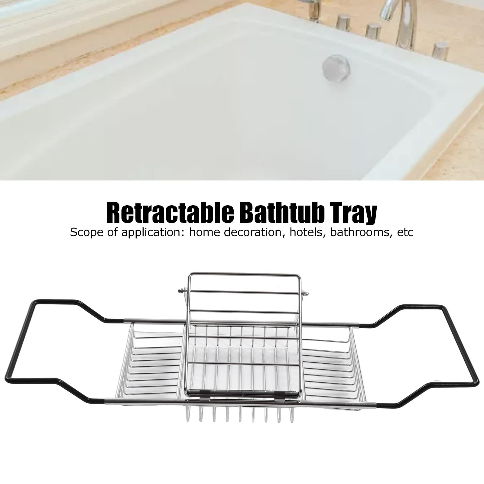 Tyenaza Plateau De Baignoire Rétractable – Support Réglable, Composants Amovibles, Acier Inoxydable 304