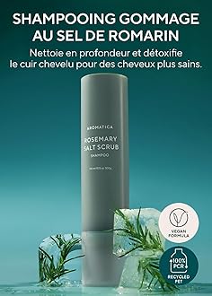 AROMATICA Rosemary Salt Scrub Shampoo - Hair Loss Korean Scalp detox Shampoo with Rosemary Scalp Oil | Scalp Exfoliator with Salt Scrub for Oily Scalp | Sulfate Free, Silicone Free 10.5 oz / 300g