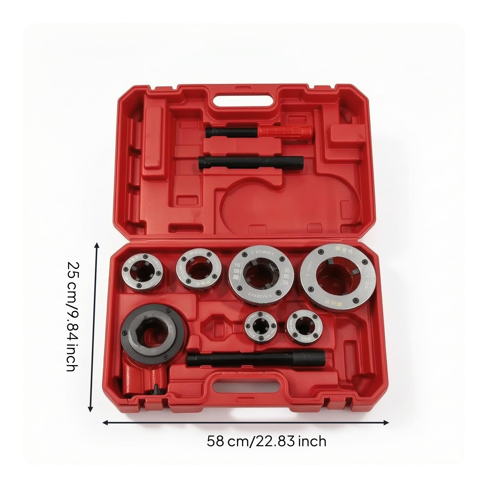 Gralara Kit Filetage Tuyau à Cliquet Manuel Coffret Filières Plombier Interchangeable Kit Filetage Tuyau pour Plombiers, style to 1