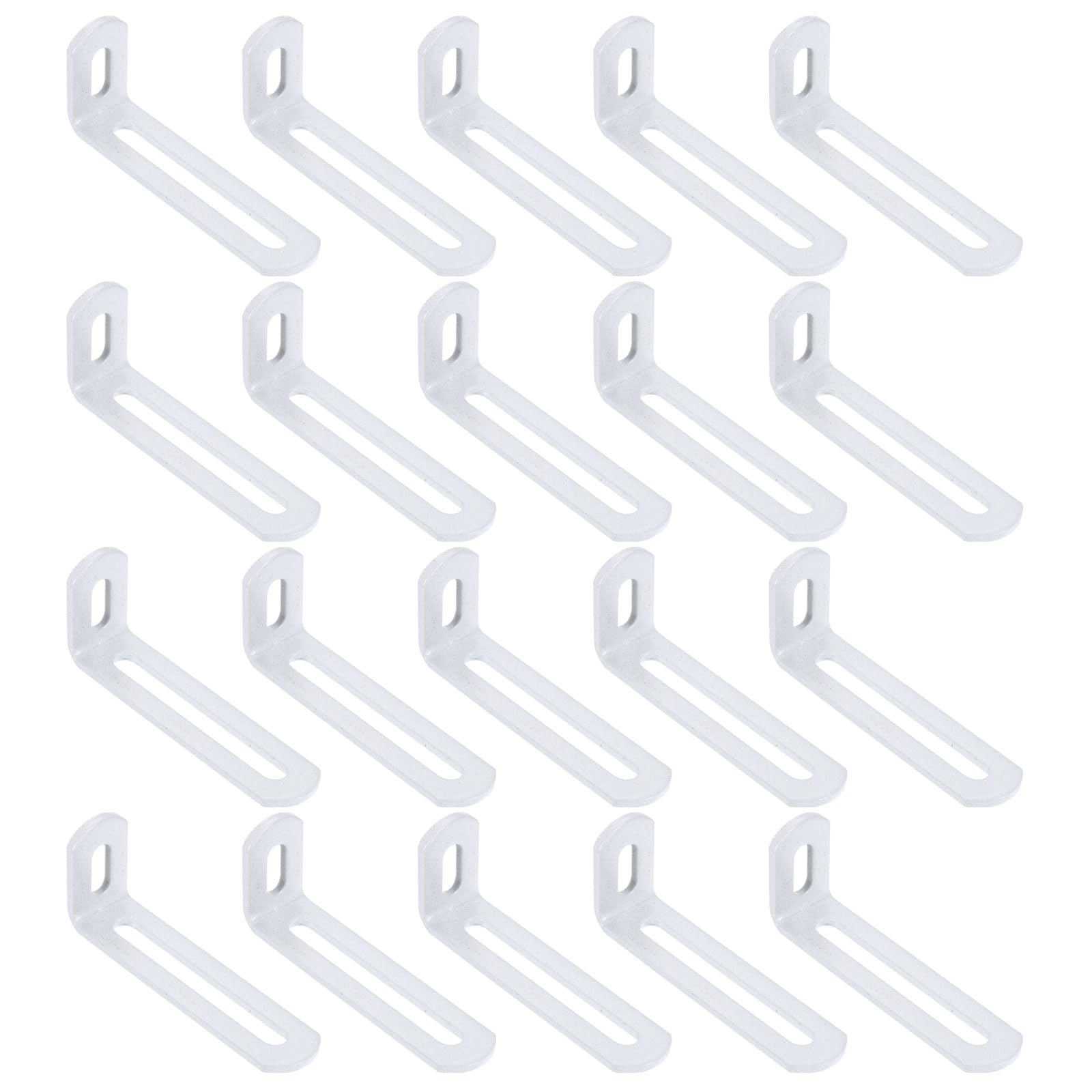 sourcing map 20 Pcs Adjustable Right Angle Brackets, Slotted L-Shape Corner Bracket 80mm, 90 Degree Steel l Bracket Support for Shelves, Wood Furniture Construction, White