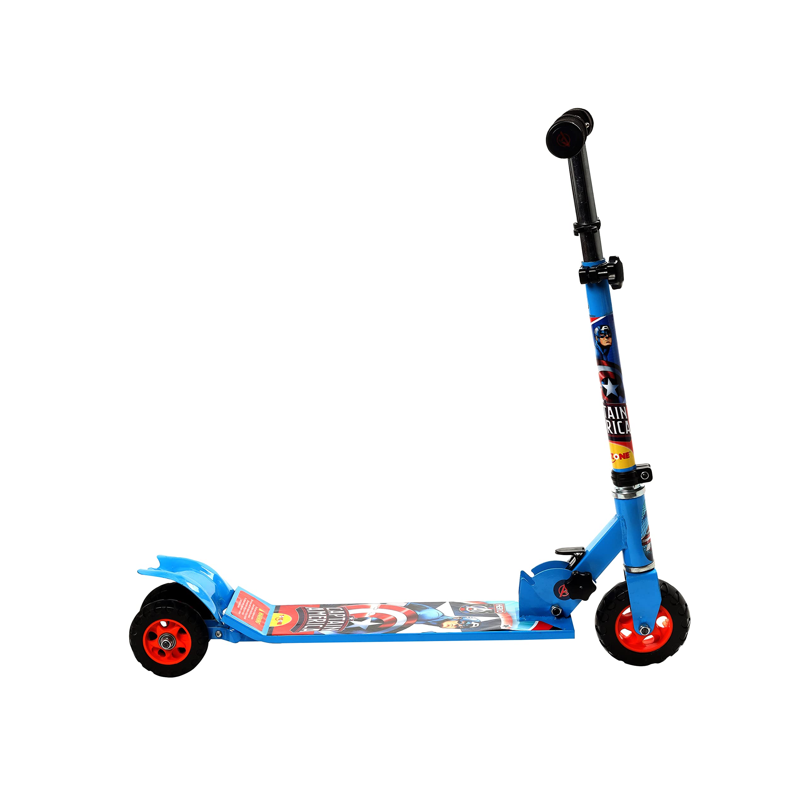 TOY ZONE Scooter Square|Kids Skate|Skating Ride on| Smart Kick Scooter|Adjustable Height and Rear Brake|Foldable Scooter|for Kids Age 6+ Years (Captain America Scooter Squre), Multicolor - Image 3 thumbnail