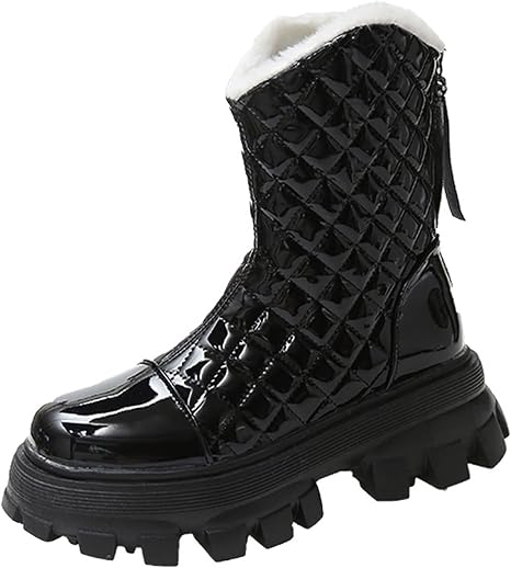 Amazon.com: Babdfdfgda Botas altas para mujer de invierno a la moda cálida  al tobillo nieve botas de diseñador gruesas casuales mujer zapatos de tacón  medio plataforma (color: negro, talla de zapato: CN-tamaño-39) :