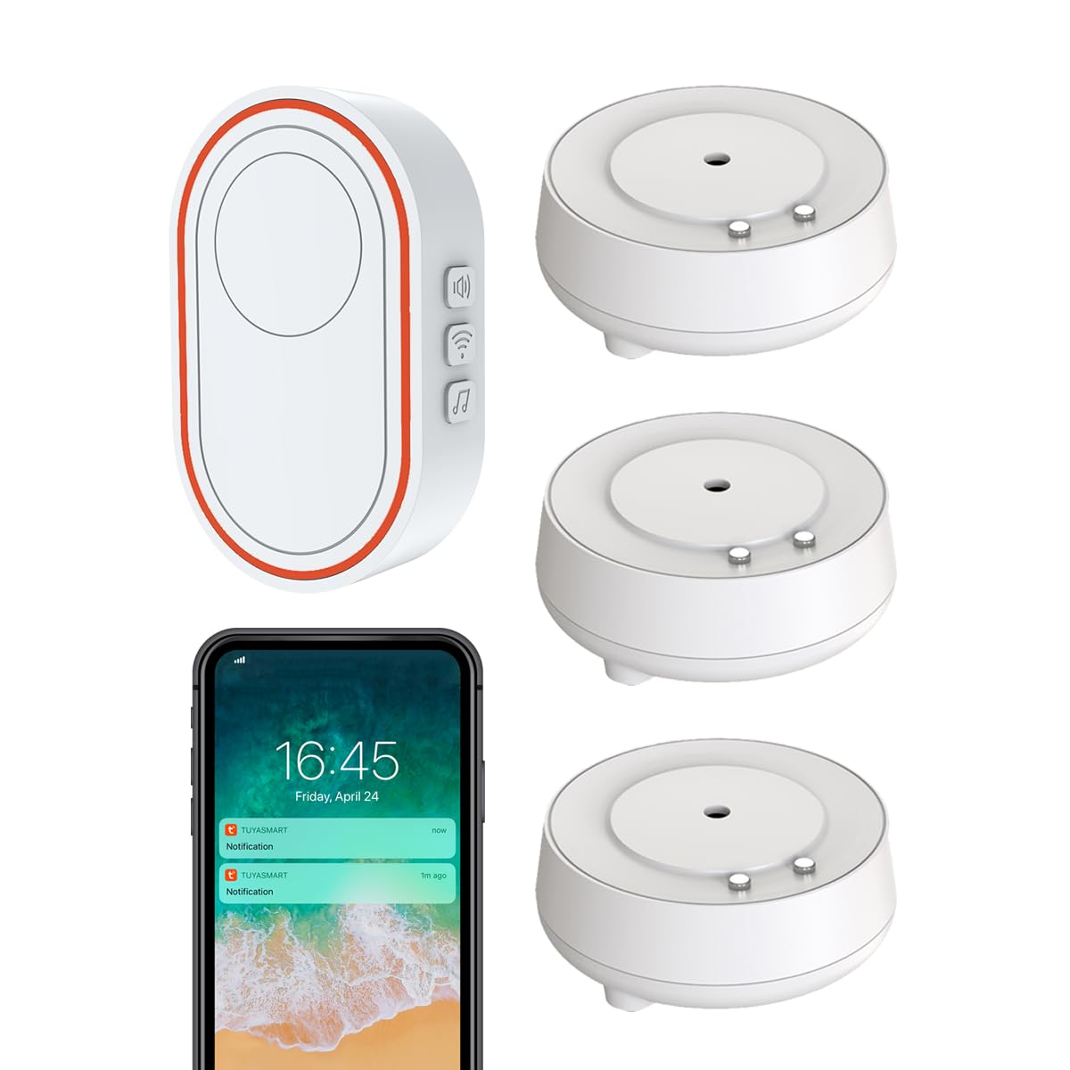 Tuehakny WiFi Water Leak Detector 3 Pack, Smart Water Alarm with Leak & Drip Detection, Smart Home Kit with Expandable Sensors for Kitchen/Bathroom/Sink/Laundry/Flood, Adjustable Alarm & App Alert