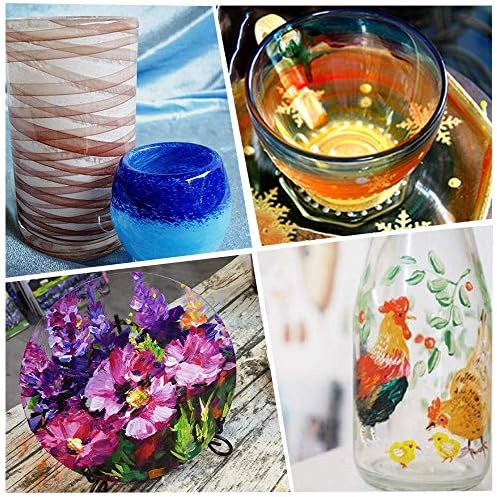 Magicdo 12 Colors Glass Paint with palette, Non-toxic Paint for Glass, Glass Colour Use for cup, Crystal, Window and Ceramics