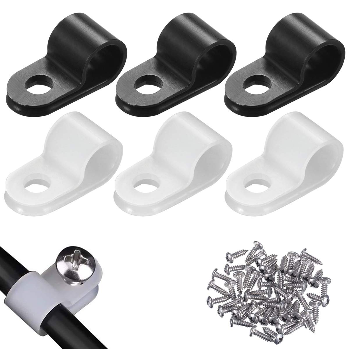 RIXOMO® Kabelhouder, zelfklevend, 50 stuks, zelfklevende kabelclips met 3M kleefpads voor een optimale kabelgeleiding (zwart