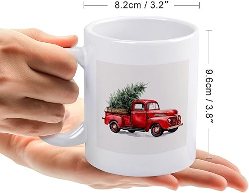 Miniatura 2 de Taza roja vintage con árbol de Navidad, tazas para café de cerámica con texto en inglés "Merry Christmas Tree Truck", regalos para el día de la