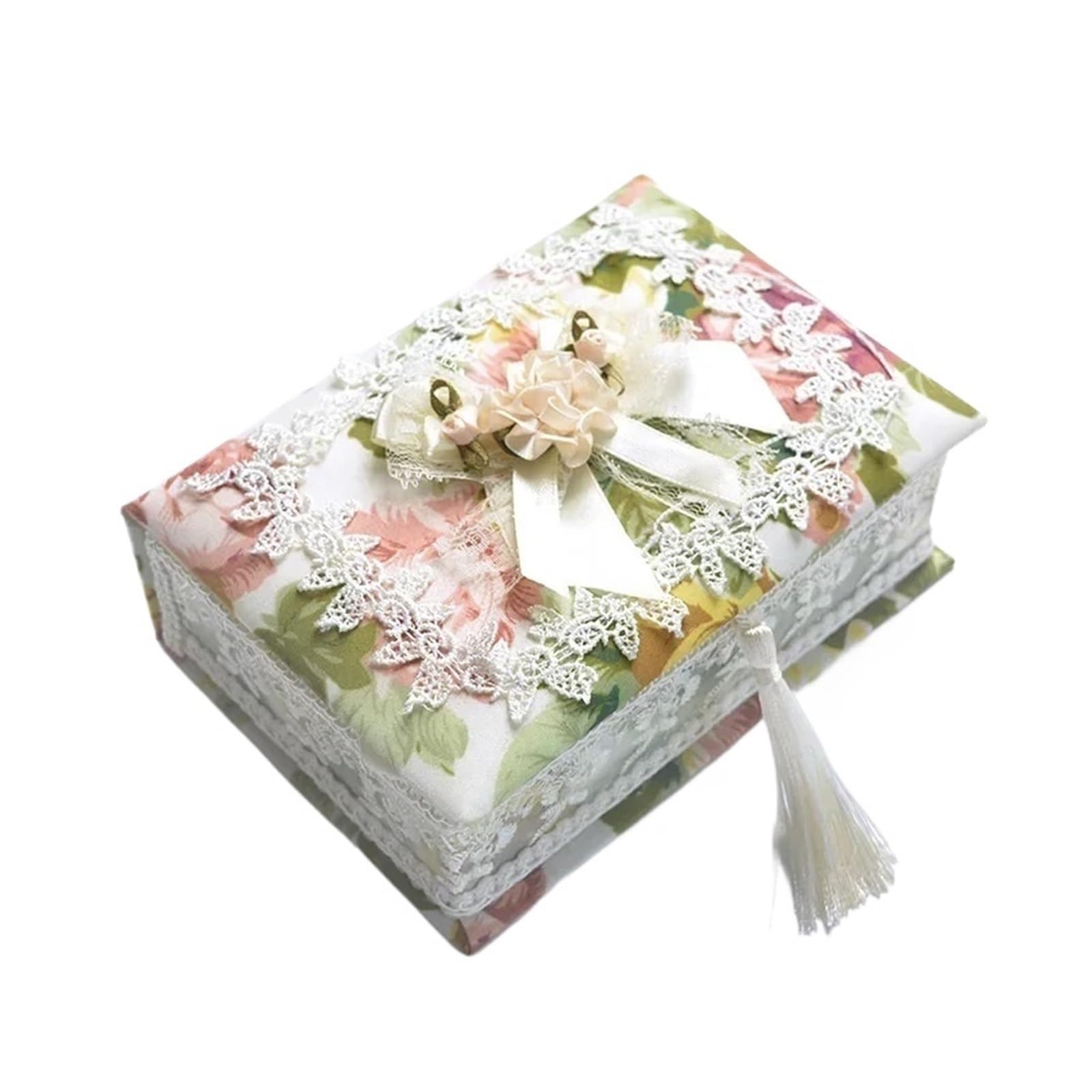 Lace Fabric Tissue Box Tissue Box Pastoral Jewelry Organizer Earring Casket Storage Box Container Casket For Jewelry Trinket Storage Case(COLOR02)